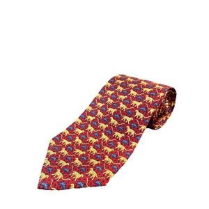 Brooks Brothers 346 Pure Silk Red Jaguar Print Tie 58" Made In USA‎ NWT